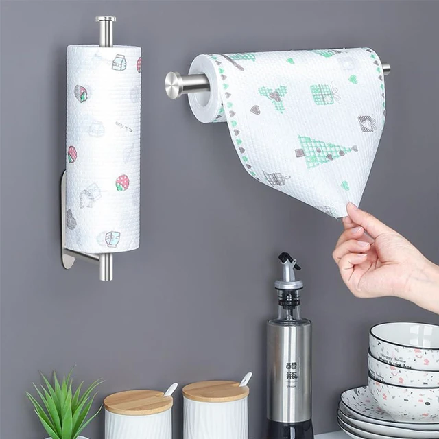 Alt view image 5 of 6 - MGahyi Paper Towel Holder Under Cabinet Wall Mount, Silver
