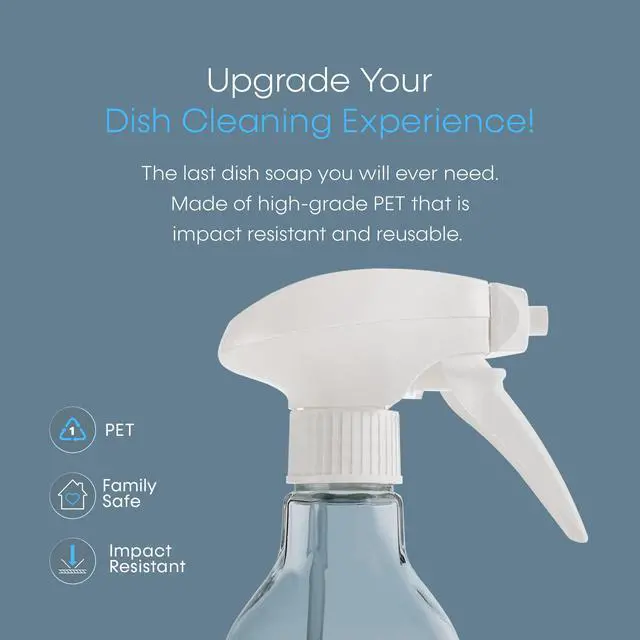 Alt view image 5 of 6 - Eversoft Foaming Jet Dish Soap Spray Trigger Bottle, 350 ml (12.0 oz), Clear, for Kitchen/Bathroom/Office/RV/Airbnb, Sealed Refill Cartridges Sold Separately