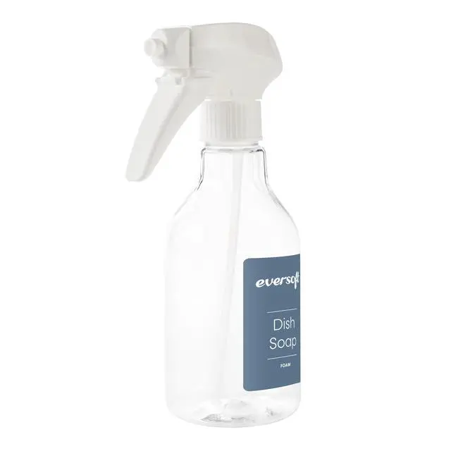 Alt view image 3 of 6 - Eversoft Foaming Jet Dish Soap Spray Trigger Bottle, 350 ml (12.0 oz), Clear, for Kitchen/Bathroom/Office/RV/Airbnb, Sealed Refill Cartridges Sold Separately