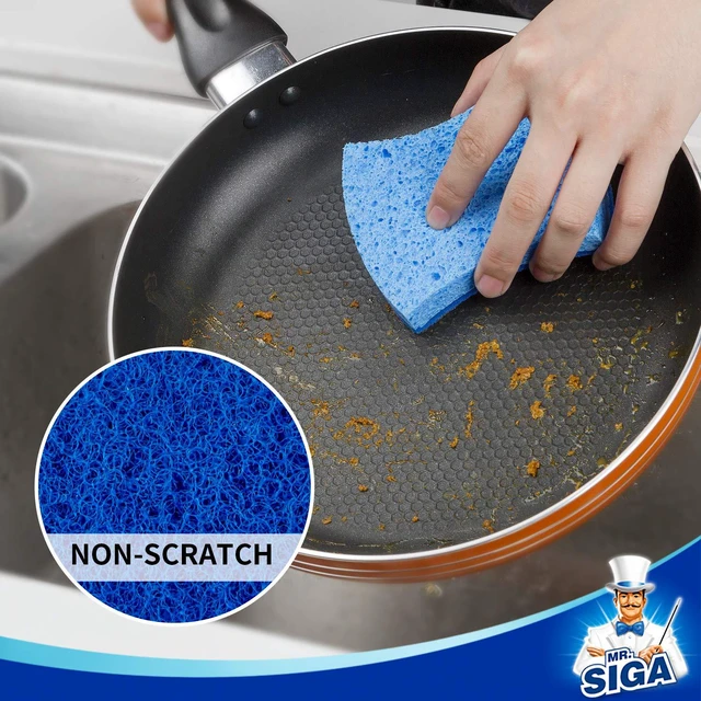 Alt view image 2 of 6 - MR.SIGA Non-Scratch Cellulose Scrub Sponge Dual-Sided Dish Sponge 12 Pack