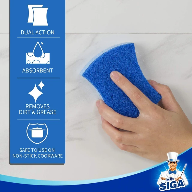 Alt view image 4 of 6 - MR.SIGA Non-Scratch Cellulose Scrub Sponge Dual-Sided Dish Sponge 12 Pack