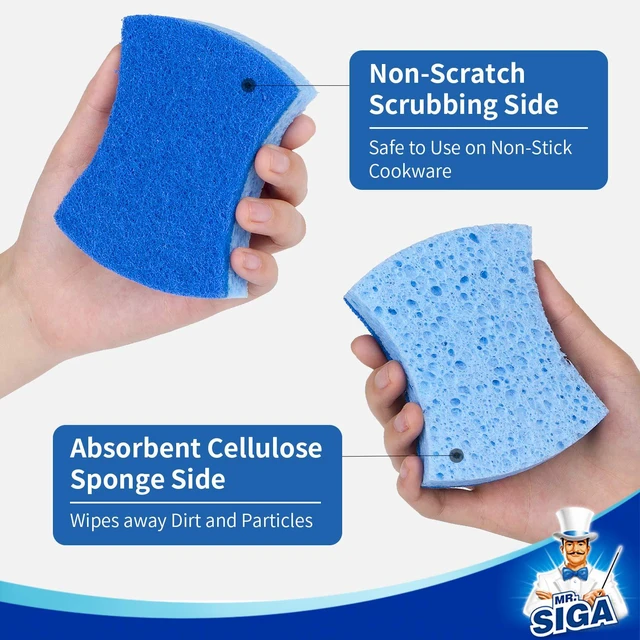 Alt view image 3 of 6 - MR.SIGA Non-Scratch Cellulose Scrub Sponge Dual-Sided Dish Sponge 12 Pack