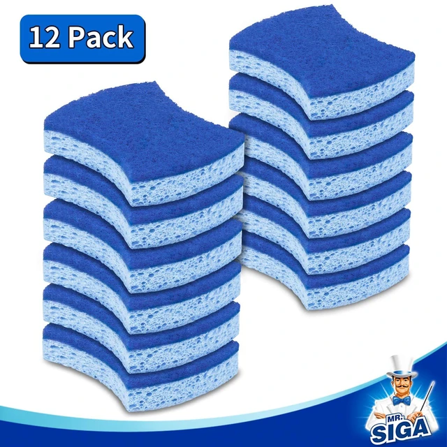 Alt view image 5 of 6 - MR.SIGA Non-Scratch Cellulose Scrub Sponge Dual-Sided Dish Sponge 12 Pack