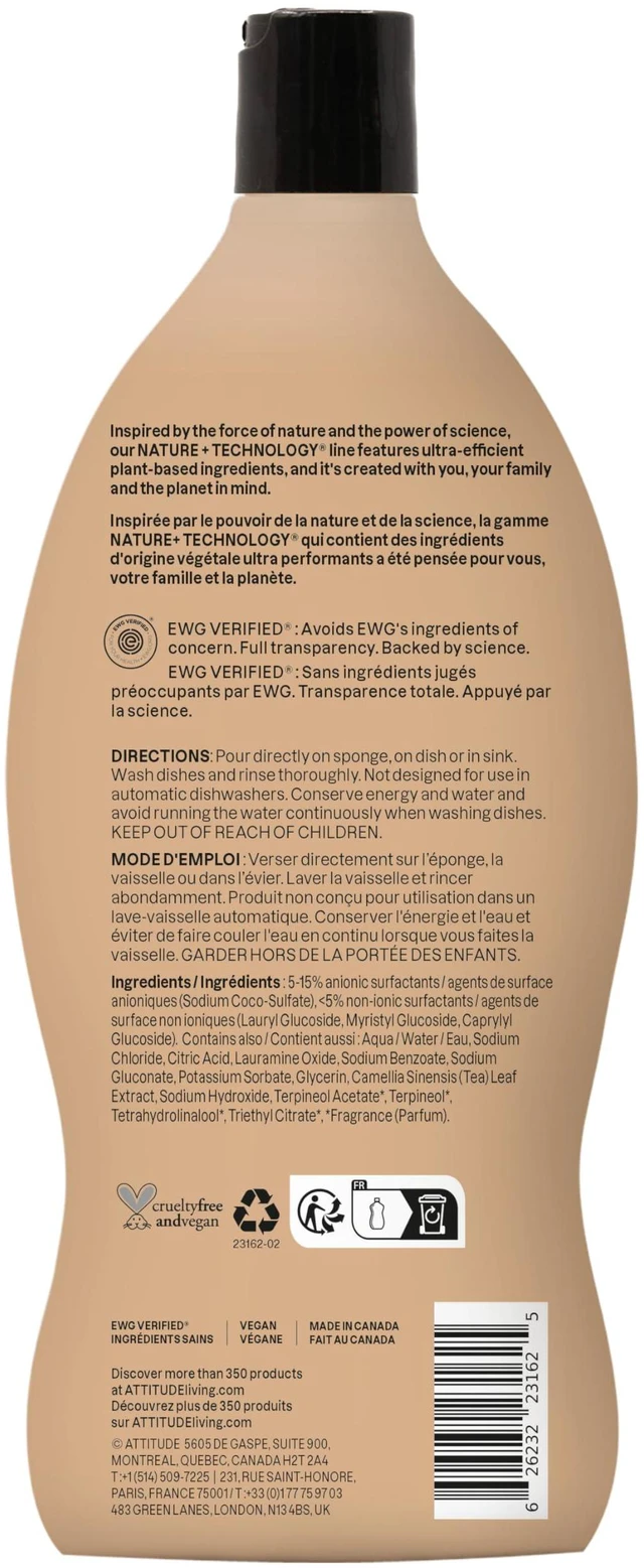 Alt view image 6 of 6 - ATTITUDE Dish Soap, EWG Verified, Plant-Based & Vegan Dishwashing Liquid, Naturally Derived, Italian Lemon Scent, 24 Fl Oz