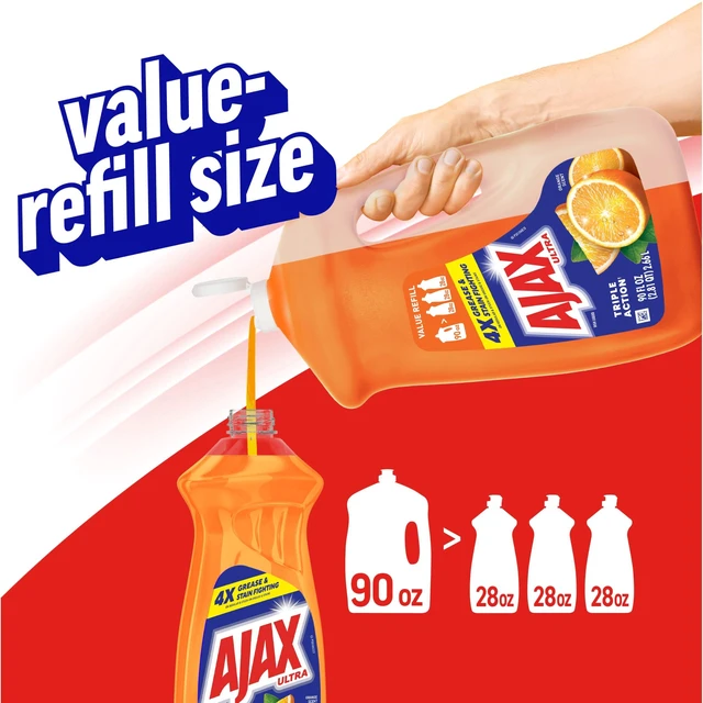 Alt view image 3 of 7 - Ajax Ultra Triple Action Liquid Dish Soap, Orange Scent, 90 Fl Oz