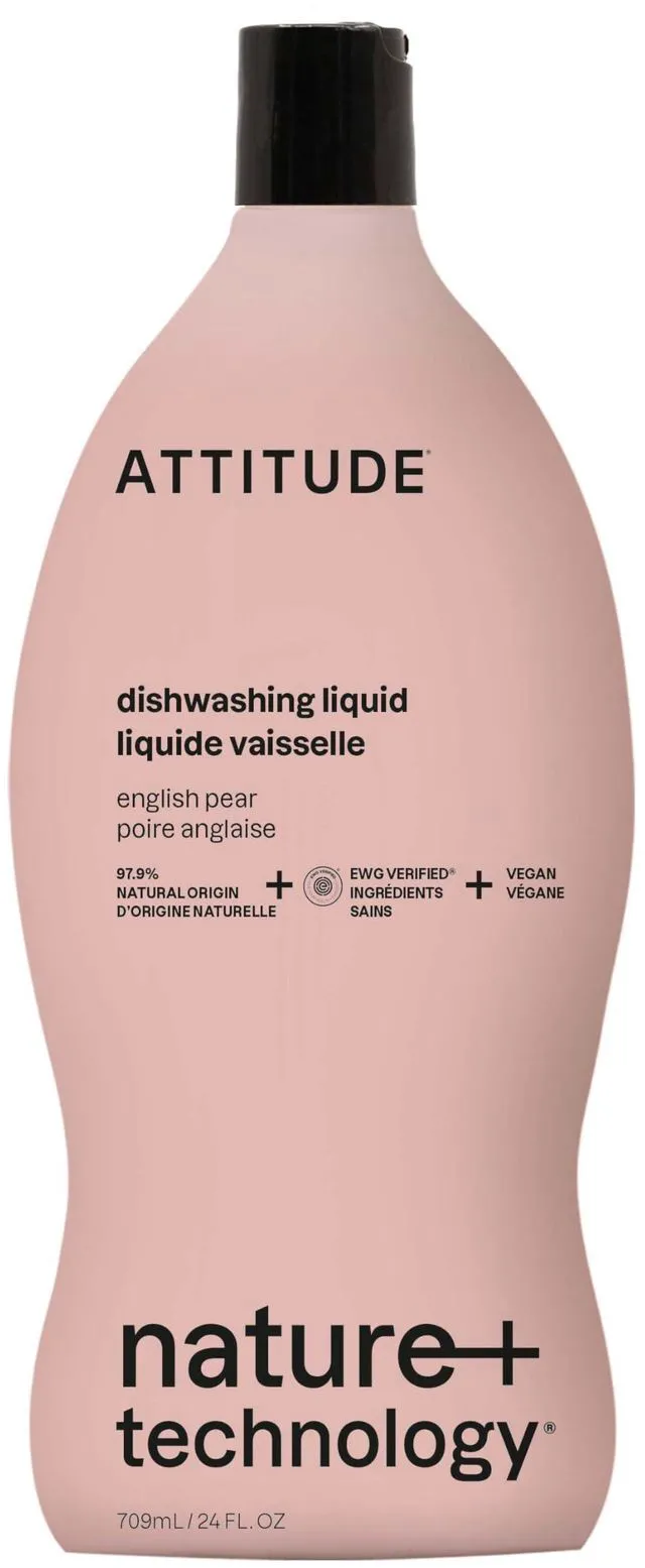 Main image of ATTITUDE Dish Soap 24Fl Oz, EWG Verified, Plant-Based & Vegan, Naturally Derived, English Pear Scent