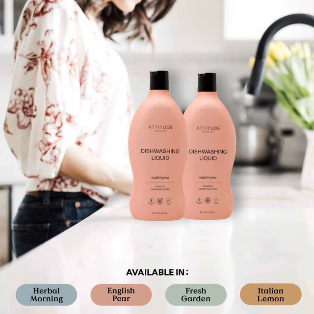 Alt view image 2 of 6 - ATTITUDE Dish Soap 24Fl Oz, EWG Verified, Plant-Based & Vegan, Naturally Derived, English Pear Scent