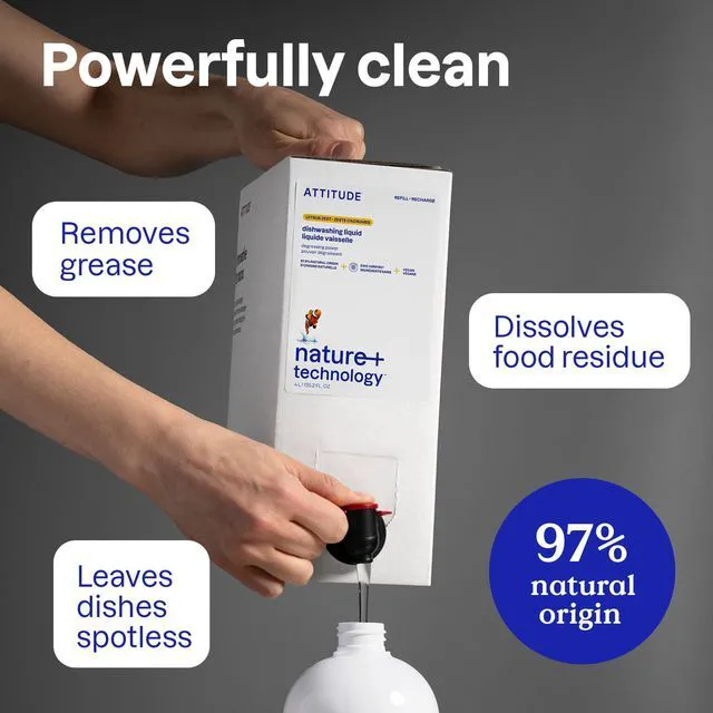 Alt view image 6 of 6 - ATTITUDE Dish Soap, EWG Verified, Plant-Based & Vegan Dishwashing Liquid, Naturally Derived, Citrus Zest Scent, 33.8 Fl Oz