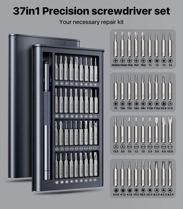 Alt view image 4 of 6 - Wesdut 37-in-1 Precision Screwdriver Set, Bearing Steel, Magnetic Mini Repair Tool Kit for Phone, Computer, Watch, Laptop, MacBook, Ring Doorbell, Eyeglass, Electronic