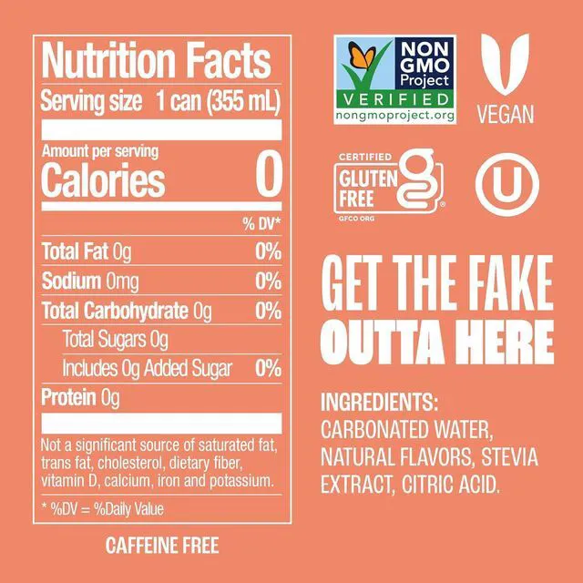 Alt view image 5 of 6 - Zevia Zero Sugar Soda, Peaches and Cream, 12 oz Cans (8-Pack), Caffeine Free, Naturally Sweetened, No Calorie Soda, Non-GMO Project Verified, Gluten-Free, Vegan