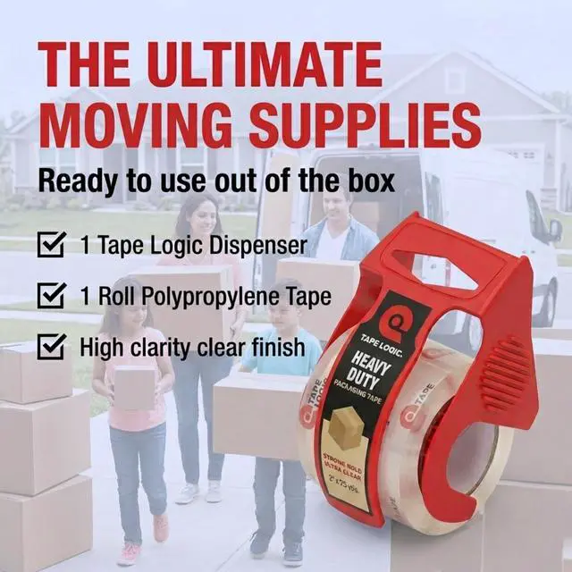 Alt view image 4 of 6 - Tape Logic Heavy Duty Packing Tape with Dispenser, 1 Pack, 2.6mil Clear, 2in x 25yd, Strong Industrial Adhesive for Moving Boxes, Mailing & Shipping