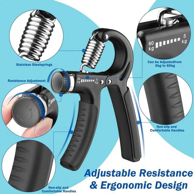 Alt view image 5 of 6 - AIXPI Grip Strength Trainer, Hand Grip Exerciser, Adjustable Resistance 11-132lbs (5-60kg), Forearm Strengthener for Muscle Building & Injury Recovery, 2 Pack