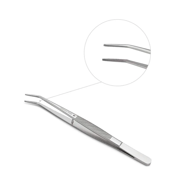 Alt view image 4 of 6 - Stainless Steel Curved Serrated Tip Tweezers Forceps, Multipurpose Sewing Machine Tweezers for Craft Repairing, 2-Piece Set