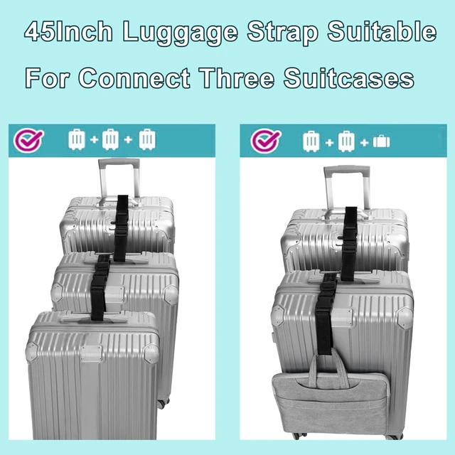 Alt view image 2 of 6 - Luggage Straps for Suitcases, Travel Belt Multiple Connector, 2 Pack Black
