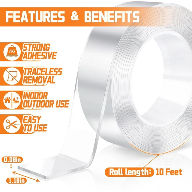 Alt view image 7 of 7 - Heavy Duty Double Sided Tape, 1.18 in x 10 ft