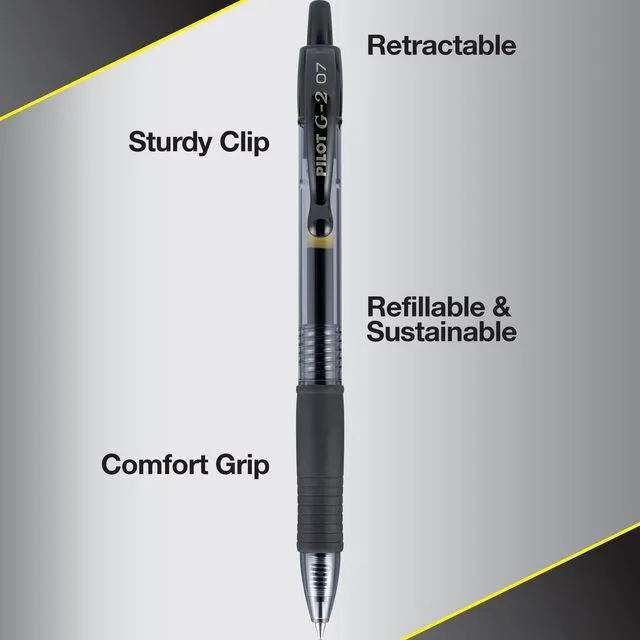 Alt view image 5 of 6 - Pilot G2 Fine Point 0.7mm Gel Pens, Black Ink, 5-Pack
