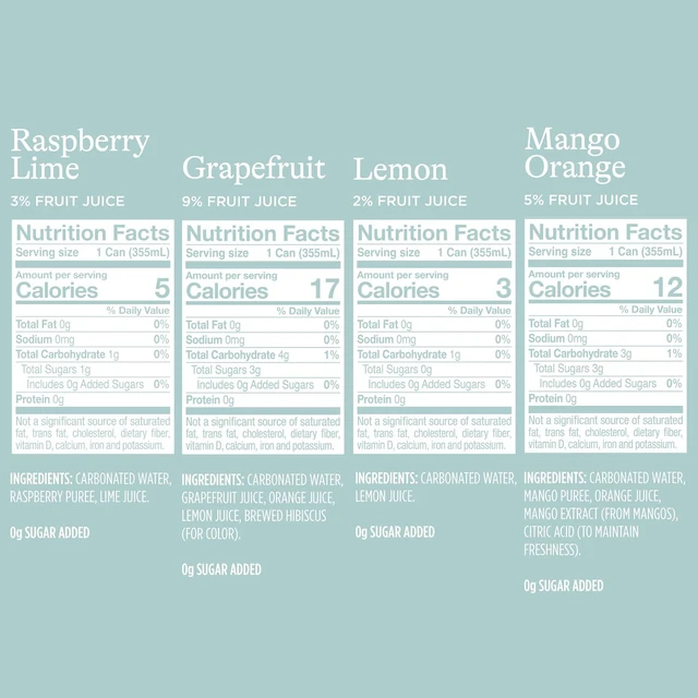 Alt view image 6 of 6 - Spindrift Sparkling Water 4 Flavor Variety Pack, Real Squeezed Fruit, 12 Fl Oz (Pack of 20)