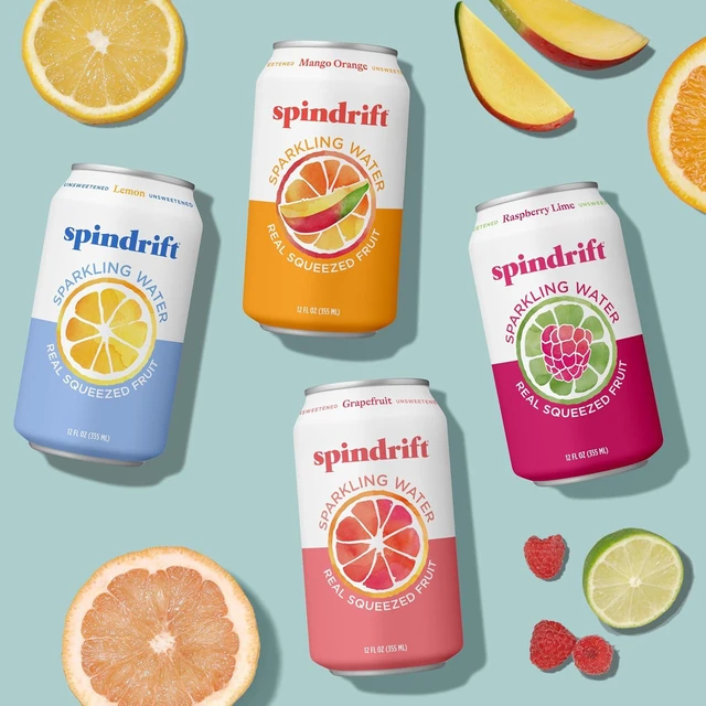 Alt view image 4 of 6 - Spindrift Sparkling Water 4 Flavor Variety Pack, Real Squeezed Fruit, 12 Fl Oz (Pack of 20)