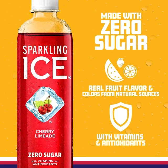 Alt view image 4 of 6 - Sparkling Ice Cherry Limeade Sparkling Water Zero Sugar with Vitamins and Antioxidants Low Calorie Beverage 17 fl oz Bottles (Pack of 12)