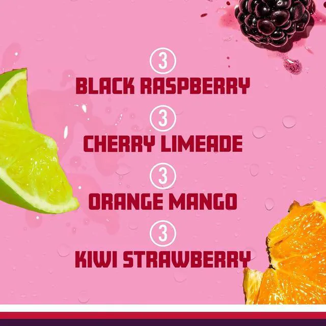 Alt view image 2 of 6 - Sparkling Ice Purple Variety Pack Zero Sugar Flavored Water with Vitamins and Antioxidants, 17fl oz,12Count (Black Raspberry,Cherry Limeade,Orange Mango,Kiwi Strawberry)