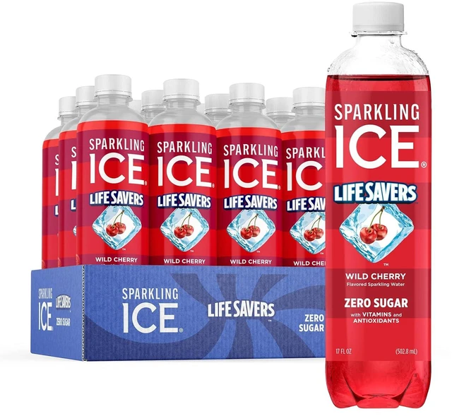 Main image of Sparkling Ice LIFESAVERS Wild Cherry Zero Sugar Flavored Sparkling Water, with Vitamins and Antioxidants, No Artificial Dyes, Low Calorie, 17 fl oz Bottles (Pack of 12)