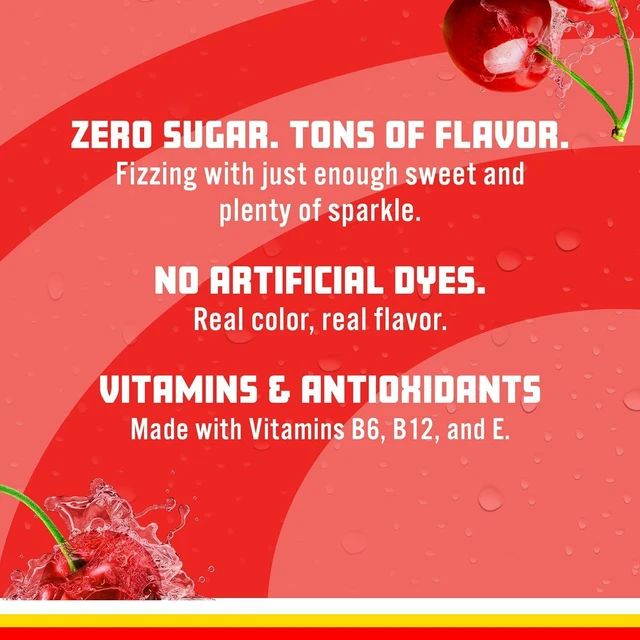 Alt view image 4 of 7 - Sparkling Ice LIFESAVERS Wild Cherry Zero Sugar Flavored Sparkling Water, with Vitamins and Antioxidants, No Artificial Dyes, Low Calorie, 17 fl oz Bottles (Pack of 12)