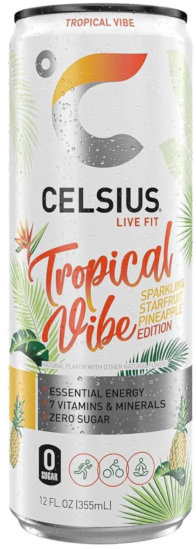 Alt view image 4 of 5 - CELSIUS Sparkling Tropical Vibe 12 Fl Oz (Pack of 12) Functional Essential Energy Drink