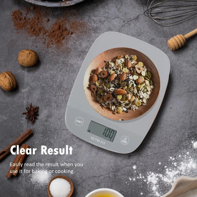 Alt view image 3 of 6 - NUTRI FIT 11lb Digital Food Scale, Grams & Ounces, Grey
