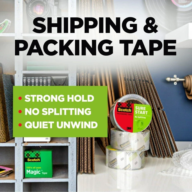 Alt view image 6 of 6 - Scotch Sure Start Shipping Packaging Tape, 1.88"x54.6yd, 3" Core, Clear, 1 Roll (345)