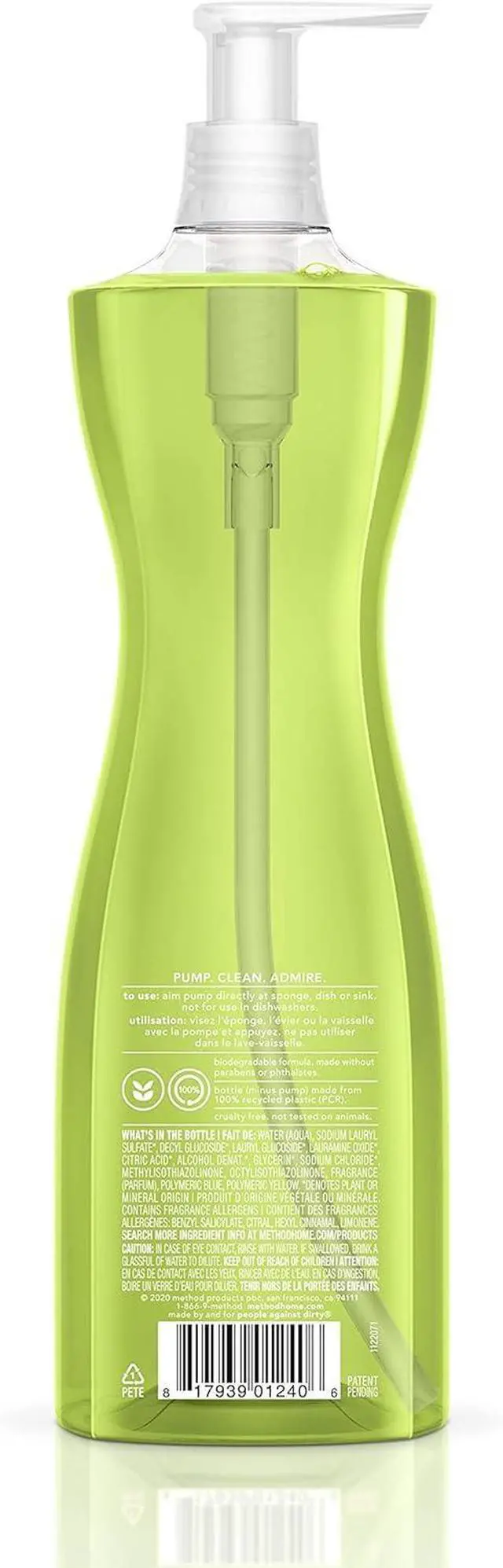 Alt view image 3 of 5 - Method Dish Soap Lime + Sea Salt, Tough on Grease, 18 Fl Oz (Pack of 1)