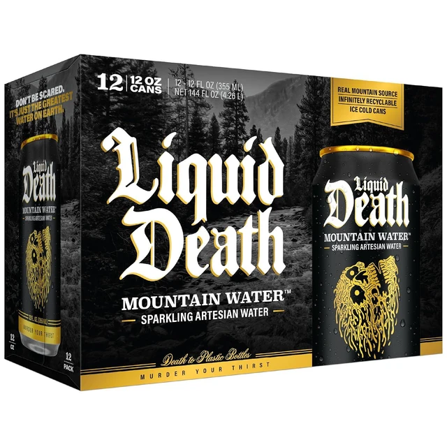 Alt view image 3 of 6 - Liquid Death Sparkling Mountain Water, 12Fl Oz (Pack of 12), Real Mountain Source, Ice-Cold Cans, Infinitely Recyclable