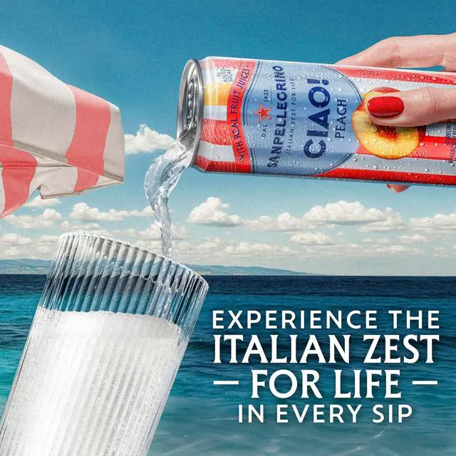 Alt view image 3 of 6 - Sanpellegrino CIAO Peach Sparkling Water, Real Fruit Juice, 24 Pack