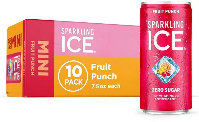 Main image of Sparkling Ice Fruit Punch Sparkling Water Zero Sugar, 7.5 fl oz Mini Cans (Pack of 10) with Antioxidants and Vitamins