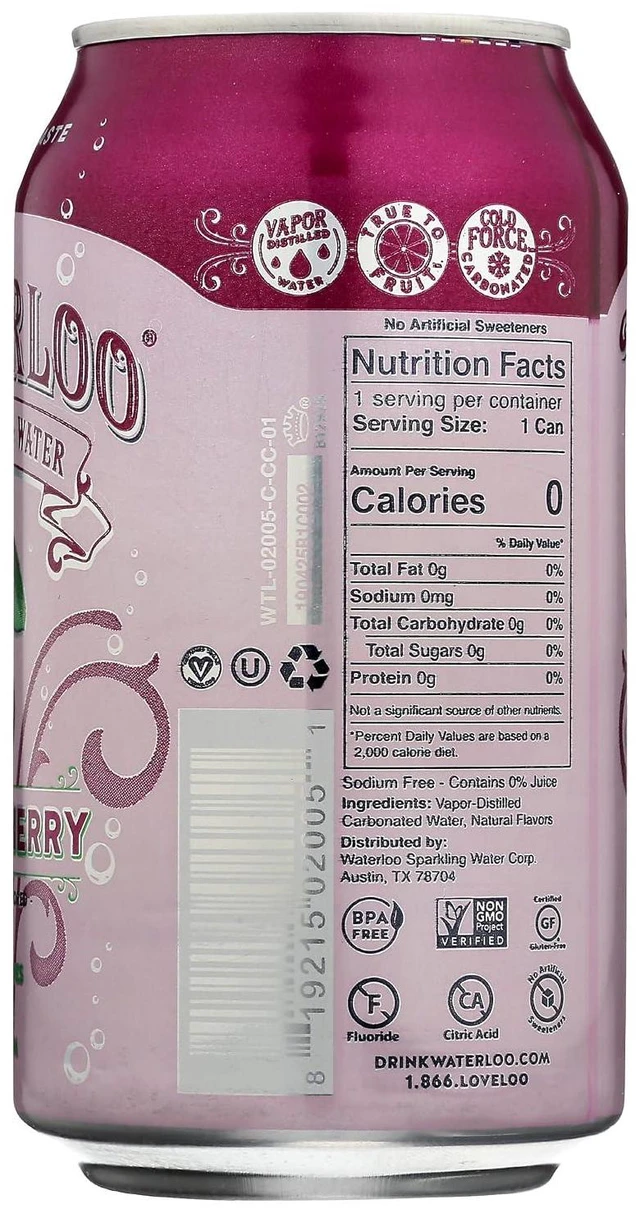 Alt view image 7 of 7 - Waterloo Black Cherry Sparkling Water, 12 Fl Oz