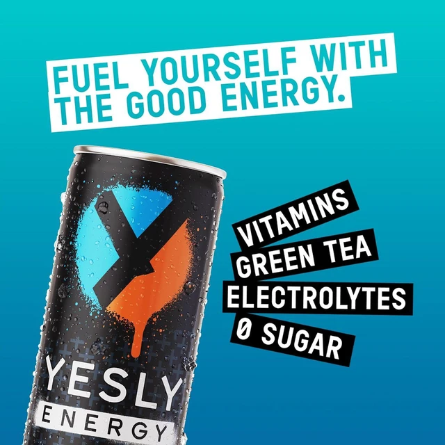 Alt view image 6 of 6 - Yesly Energy Drink Variety Pack, Naturally Flavored Sparkling with Electrolytes, Magnesium, Potassium, Vitamin C, B6 & B12, Natural Caffeine from Green Tea, 12 Fl Oz Cans