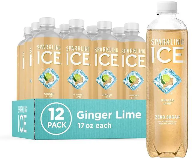Main image of Sparkling Ice Ginger Lime Sparkling Water, Zero Sugar, with Vitamins & Antioxidants, Low Calorie, 17fl oz Bottles (Pack of 12)