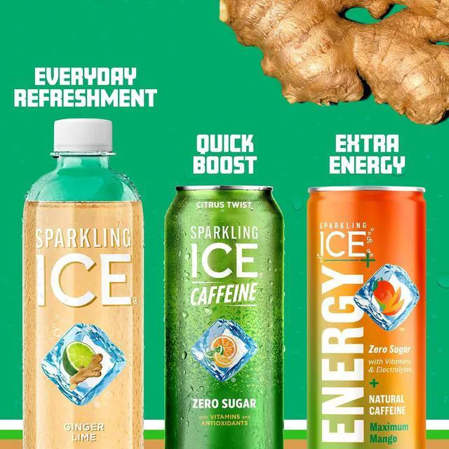 Alt view image 2 of 6 - Sparkling Ice Ginger Lime Sparkling Water, Zero Sugar, with Vitamins & Antioxidants, Low Calorie, 17fl oz Bottles (Pack of 12)