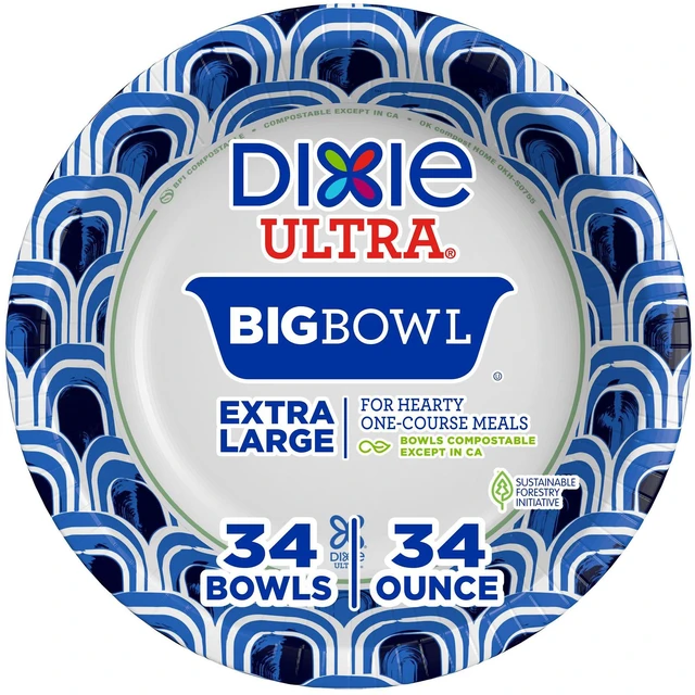 Main image of Dixie Ultra 34 oz Large Paper Bowls, 34 Count