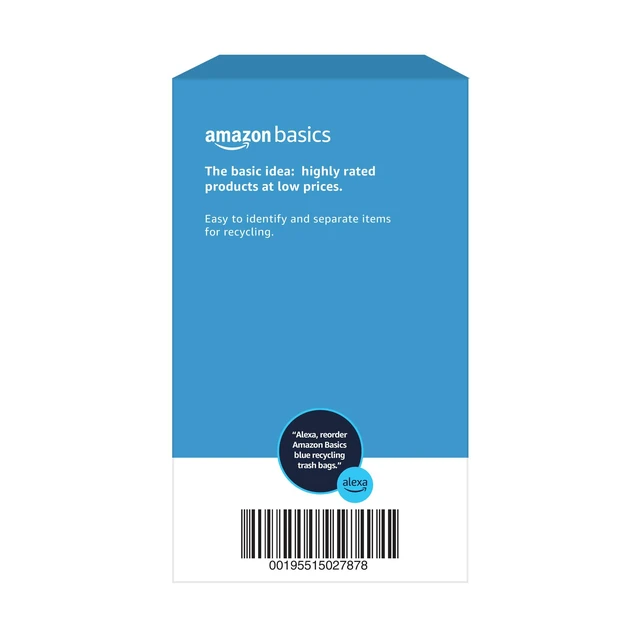 Alt view image 3 of 6 - Basics 13Gallon 60Count Tall Kitchen Blue Recycling Drawstring Unscented Trash Bags