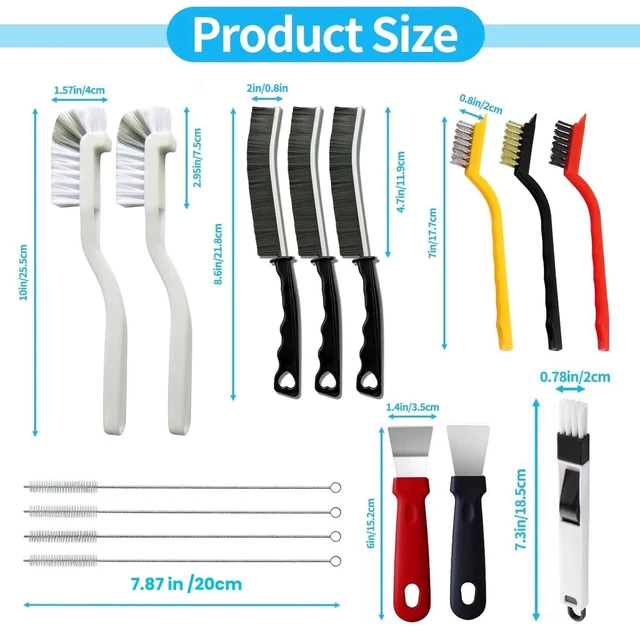 Alt view image 4 of 7 - 15Pcs Crevice Cleaning Brush Set, Hard Bristle Scrub Brushes for Deep Cleaning Gap, Window Groove, Sliding Door Sill, Tile Lines, Shutter Corner, Sink, Teapot, Bottle