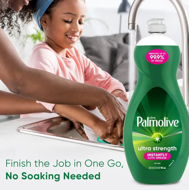 Alt view image 7 of 7 - Palmolive Ultra Strength Liquid Dish Soap, 32.5 Fl Oz Bottle, Cuts Grease and Grime, No Soaking Needed, Powerful on Plastics