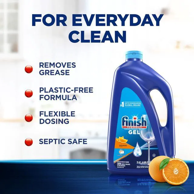 Alt view image 3 of 6 - Finish Gel Dishwasher Detergent Liquid, Plastic Free Formula, Orange, 75oz