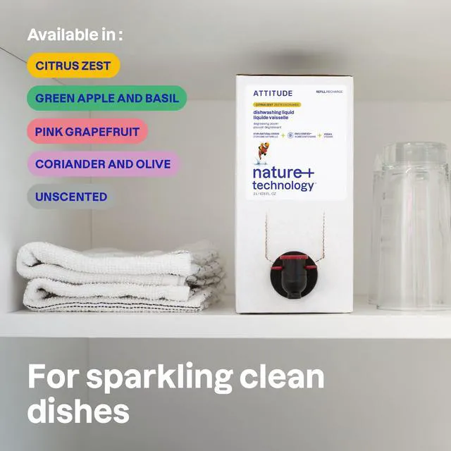 Alt view image 3 of 6 - ATTITUDE Dish Soap Refill 67.6 Fl Oz, EWG Verified, Plant-Based & Vegan, Naturally Derived, Unscented