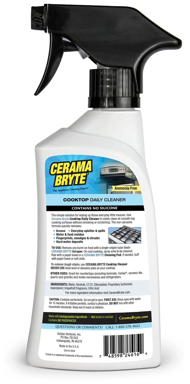 Alt view image 6 of 6 - Cerama Bryte Daily Cooktop Cleaner 16oz & 2 Cleaning Pads Kit