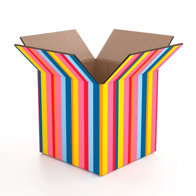 Alt view image 7 of 7 - Packed Party Small Shipping Box 6" x 6" x 6" Striped Print, 3 Pack