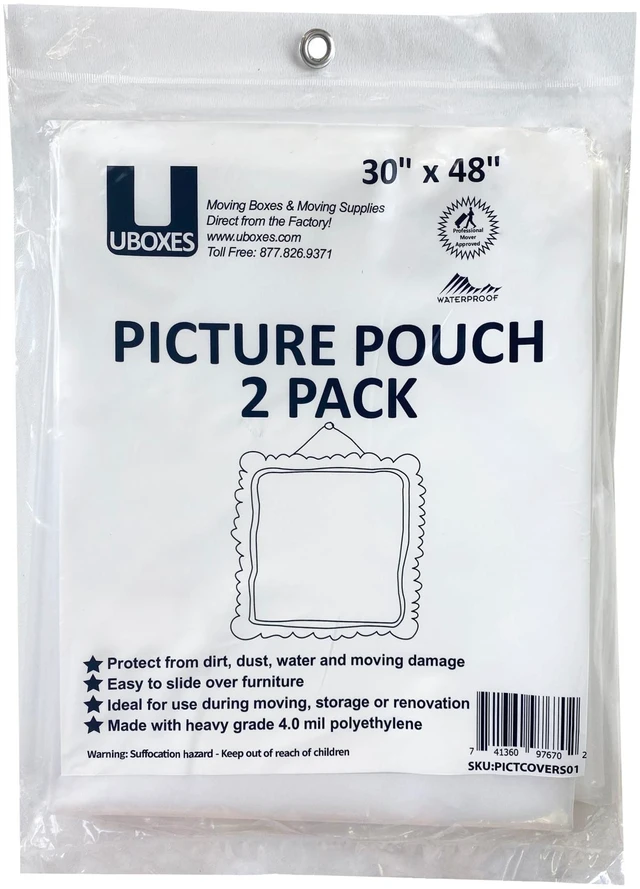 Main image of UBMOVE 2 Pouches for Picture Moving Boxes, 30x48", Protect from Dust & Moisture