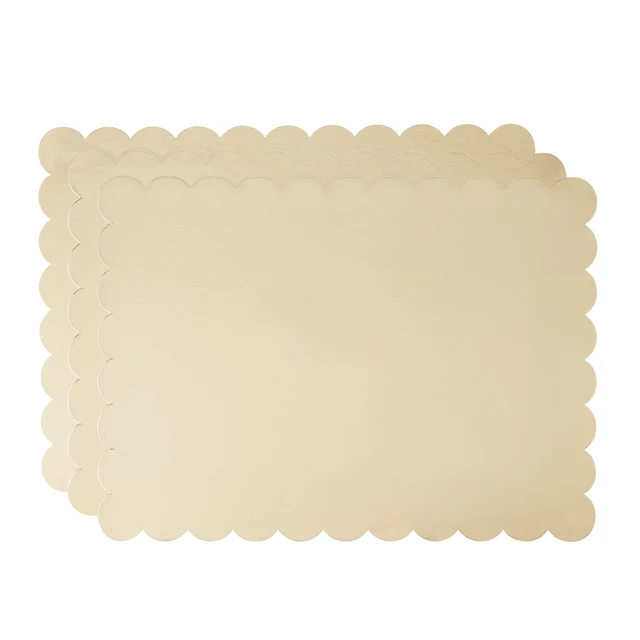 Alt view image 3 of 5 - 14" x 19" Gold Scallop Paper Cake Boards, 3 Count, by Way To Celebrate