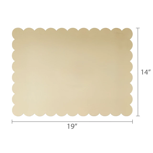 Alt view image 4 of 5 - 14" x 19" Gold Scallop Paper Cake Boards, 3 Count, by Way To Celebrate