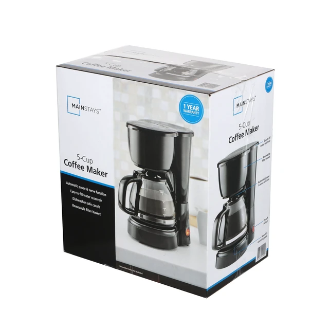 Alt view image 2 of 5 - Mainstays 5 Cup Drip Coffee Maker, Black