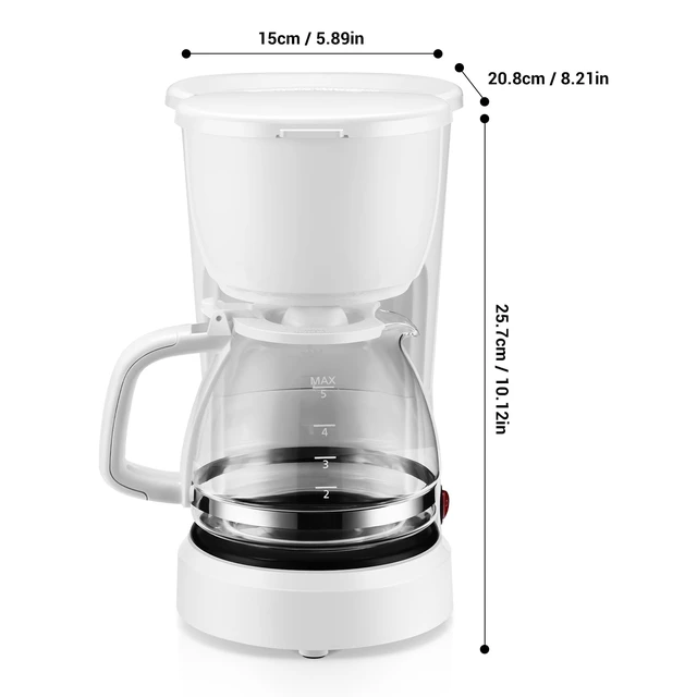 Alt view image 5 of 5 - Mainstays 5-Cup Drip Coffee Maker, White